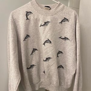 Vintage Heathergrey Dolphin Embroidered Crewneck